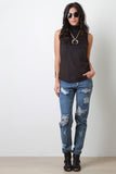 Suede Mock Neck Sleeveless Top