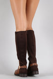 Bamboo Metallic Hardware Round Toe Riding Knee High Boot