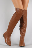 Bamboo Vegan Leather Zipper Collar Knee High Boot