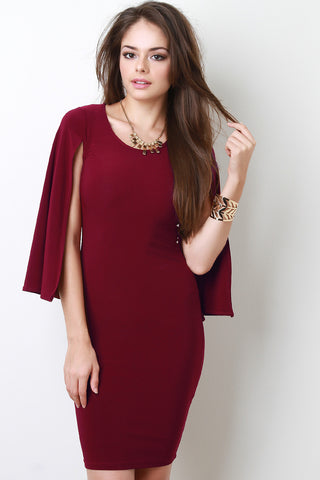 Cape Sleeve Bodycon Dress