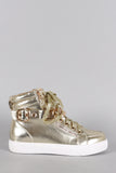 Liliana Metallic Zipper Chain High Top Lace Up Sneaker