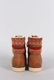 Liliana Fair Isle Fleece Lace Up Flat Booties