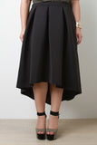 Boxy Pleat High Low Midi Skirt