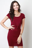 Overlap Knotted Short Sleeve Dress