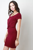 Overlap Knotted Short Sleeve Dress