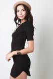 Rib Knit Short Sleeve Mini Dress