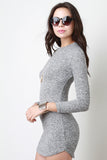 Mock Neck Melange Knit Mini Dress