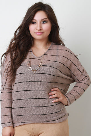 Striped Loose Knit Dolman Top