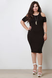 Cold Shoulder Bodycon Midi Dress