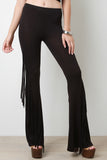 Jersey Knit Side Fringe Flared Bottom Pants