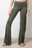 Jersey Knit Side Fringe Flared Bottom Pants