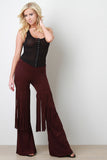 Suede Fringe Flared Bottom Pants