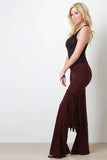 Suede Fringe Flared Bottom Pants