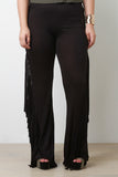 Jersey Knit Side Fringe Flared Bottom Pants