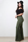 Jersey Knit Side Fringe Flared Bottom Pants