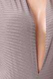 Ribbed Plunging Neckline Midi Dress