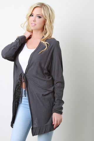 Tie Front Slub Jersey Cardigan