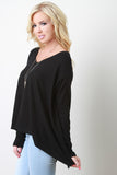 V-Neck Long Sleeved Trapeze High-Low Top