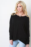 Overlap Round Neck Dolman Top