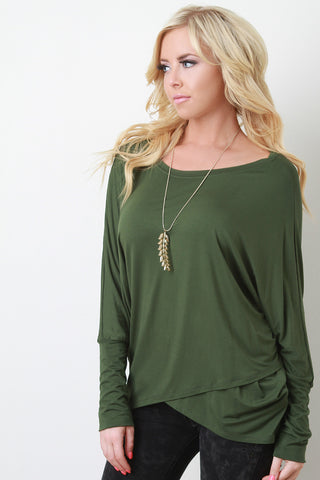 Overlap Round Neck Dolman Top