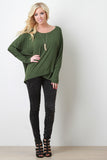 Overlap Round Neck Dolman Top