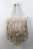 Vegan Leather Chevron Layered Fringe Bag