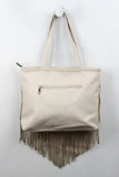 Vegan Leather Chevron Layered Fringe Bag