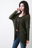 Melange Ribbed Knit Longline Cardigan