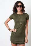 Vegan Suede Short Sleeve Tee Dress