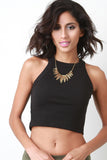 Cutaway Ribbed Knit Crop Top