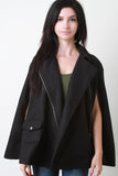 Zip Up Collar Cape Jacket