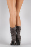 Anne Michelle Suede Slouchy Pointy Toe Mid Calf Boots