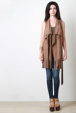 Suedette Belted Fringe Hem Vest