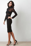 Twofer Mock Neck Mesh Dress