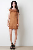 Suede Fringe Yoke Shift Dress