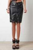 Vegan Leather Zipper Pencil Skirt