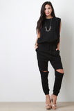 Open Knee Jogger Jumpsuit