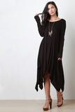 Round Neck Long Sleeves Handkerchief Maxi Dress