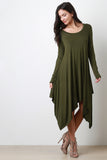 Round Neck Long Sleeves Handkerchief Maxi Dress