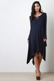 Round Neck Long Sleeves Handkerchief Maxi Dress