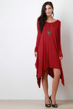 Round Neck Long Sleeves Handkerchief Maxi Dress