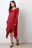 Round Neck Long Sleeves Handkerchief Maxi Dress