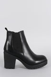 Elastic Gores Lug Platform Chunky Heeled Booties