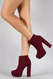 Bamboo Suede Chunky Heeled Platform Ankle Boots