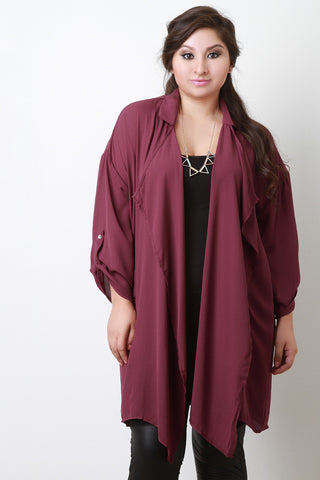 Longline Quarter Sleeve Chiffon Cardigan