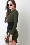 Contrast Panel Crew Neck Mini Dress