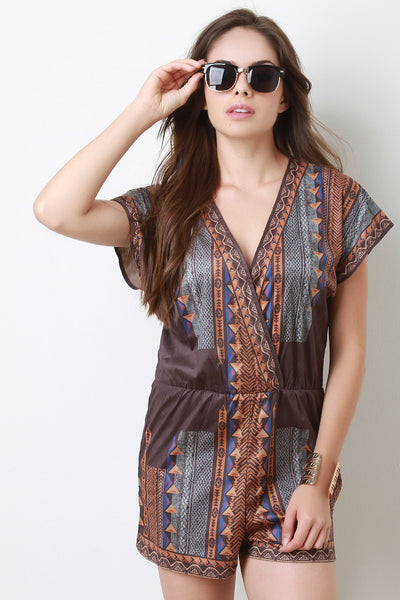 Tribal Surplice Short Sleeve Romper