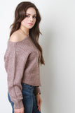 Off The Shoulder Melange Knit Sweater