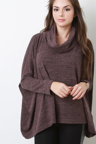 Melange Knit Cowl Neck Sweater