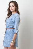 Belted Denim Button-Up Dress